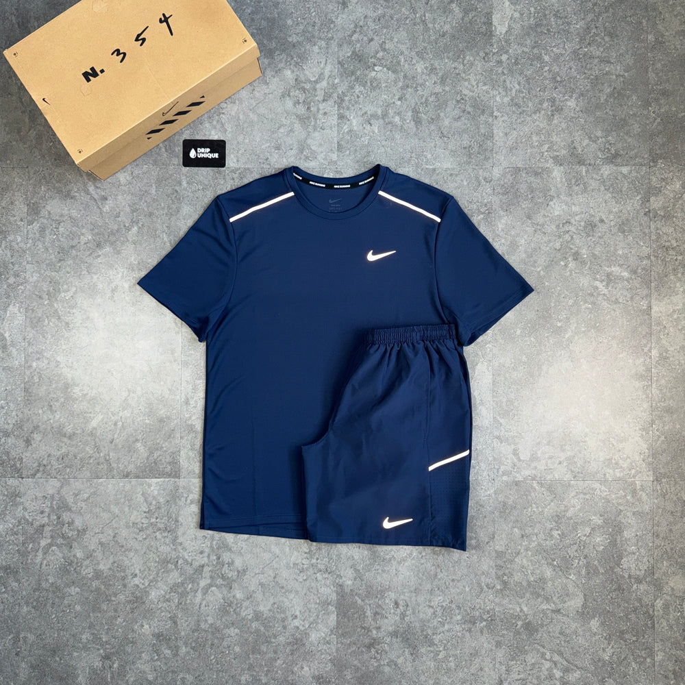 Nike Miler 3.0 T-Shirt Midnight Navy & Navy Challenger Shorts Set, nike miler set, dripuniqueuk
