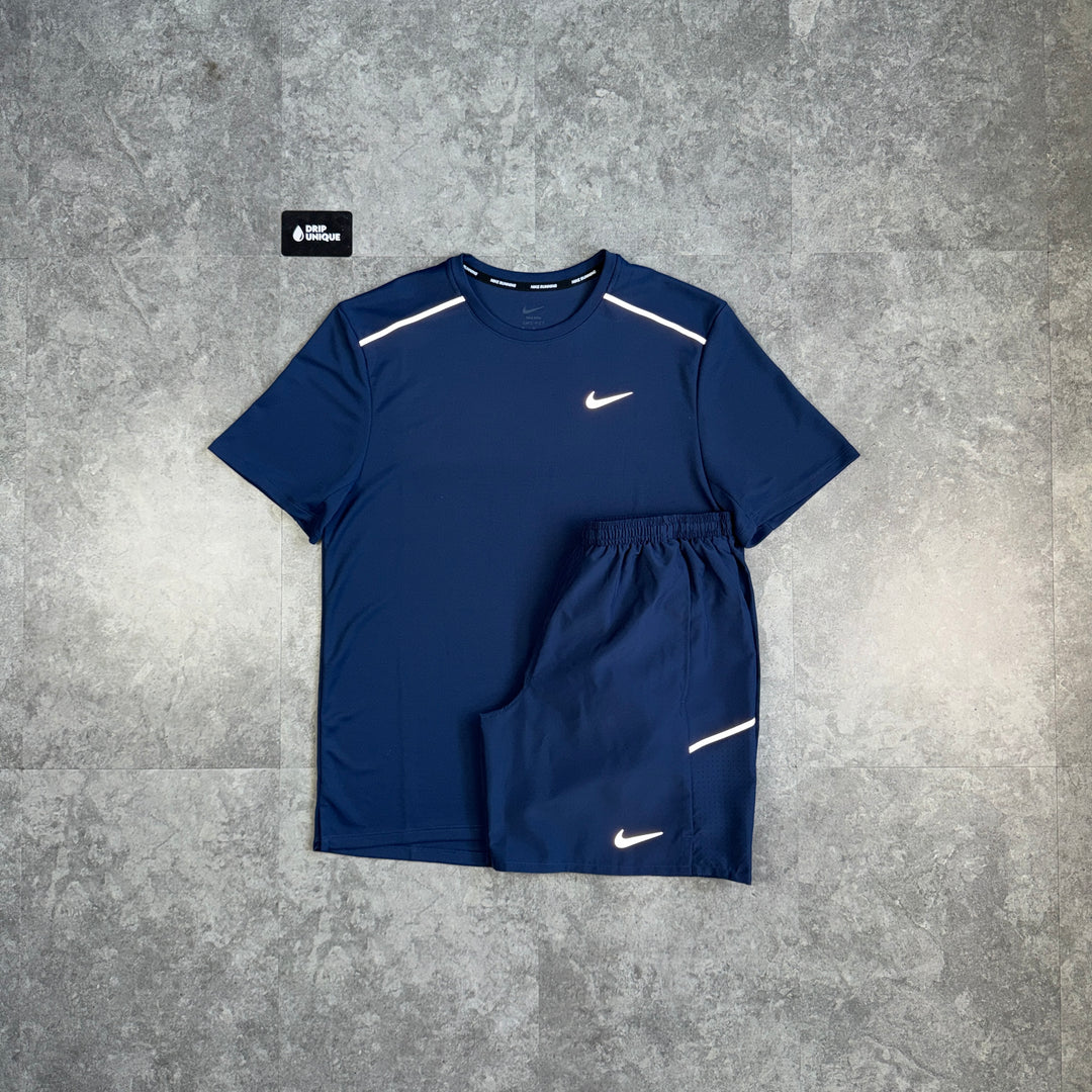 Nike Miler 3.0 T-Shirt Midnight Navy & Navy Challenger Shorts Set, nike set, dripuniqueuk