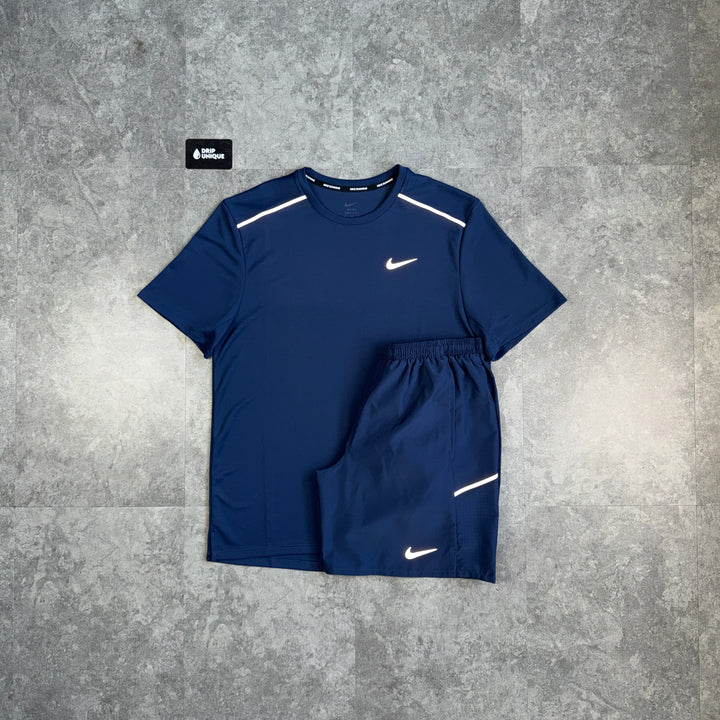 Nike Miler 3.0 T-Shirt Midnight Navy & Navy Challenger Shorts Set, nike set, dripuniqueuk