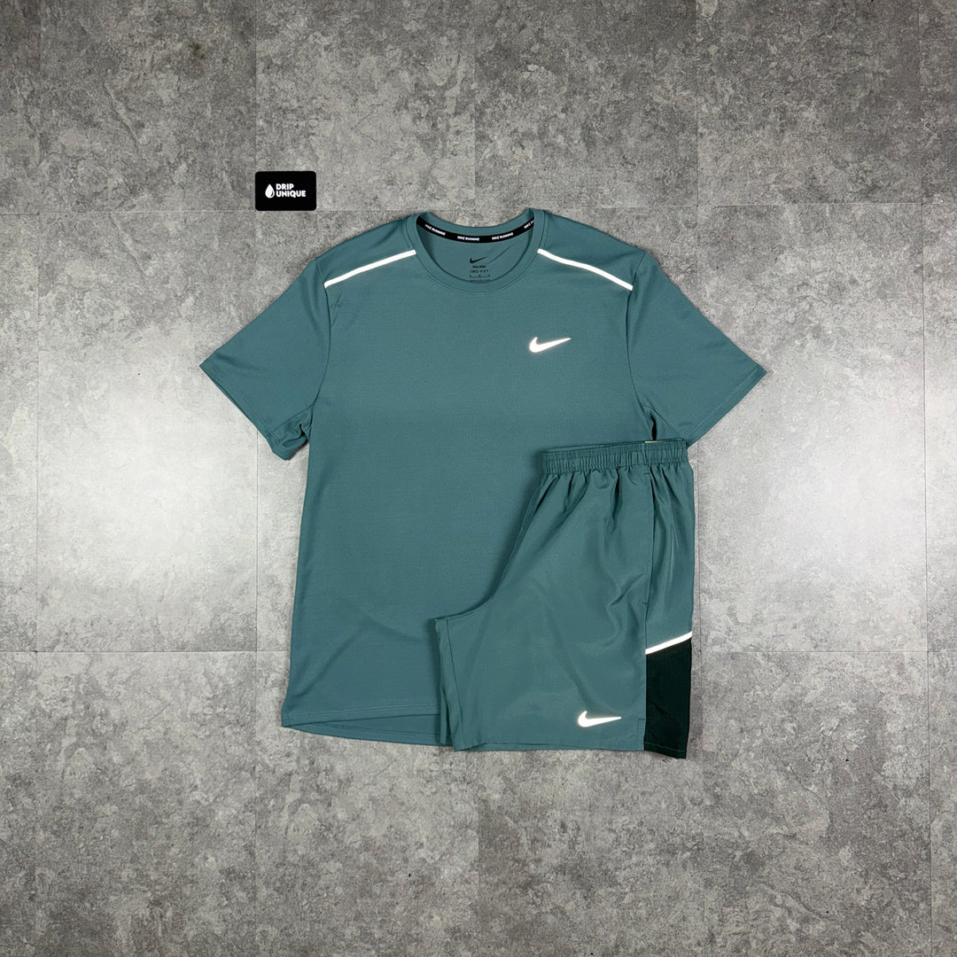 Nike Miler 3.0 T-Shirt Mineral Slate & Mineral Slate Challenger Shorts Set, nike miler set, dripuniqueuk