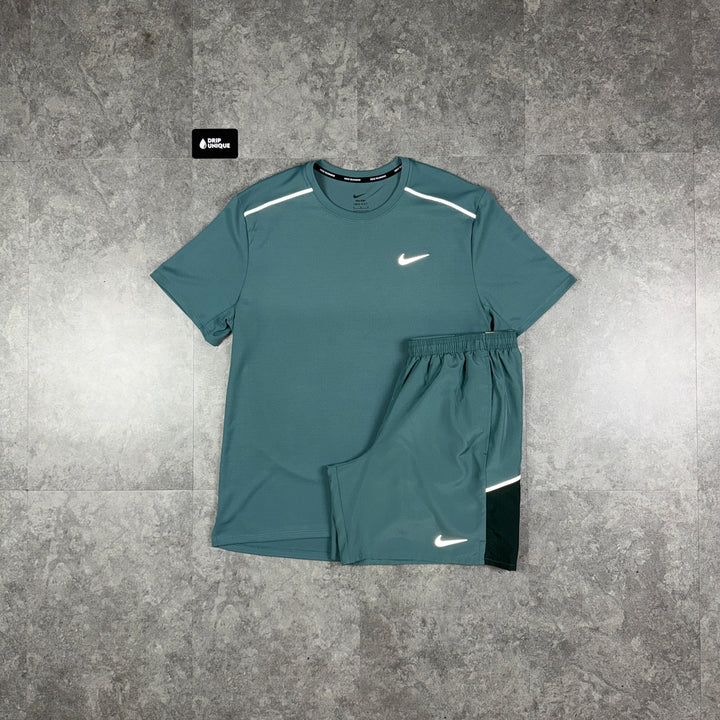 Nike Miler 3.0 T-Shirt Mineral Slate & Mineral Slate Challenger Shorts Set, nike miler set, dripuniqueuk