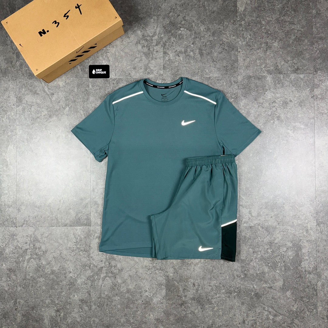 Nike Miler 3.0 T-Shirt Mineral Slate & Mineral Slate Challenger Shorts Set, nike set, dripuniqueuk