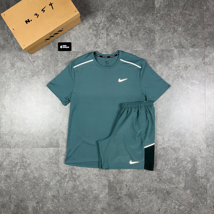 Nike Miler 3.0 T-Shirt Mineral Slate & Mineral Slate Challenger Shorts Set, nike set, dripuniqueuk