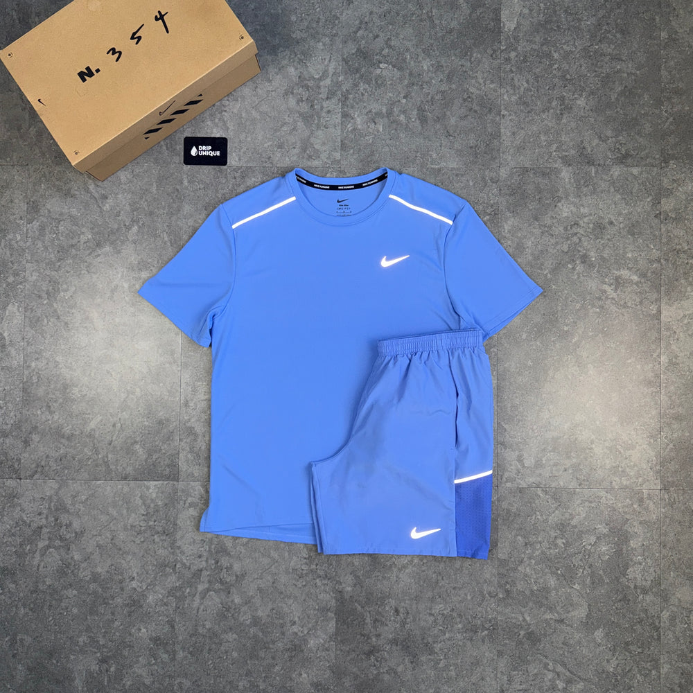 Nike Miler 3.0 T-Shirt Sapphire Blue & Blue Challenger Shorts Set, nike set, dripuniqueuk