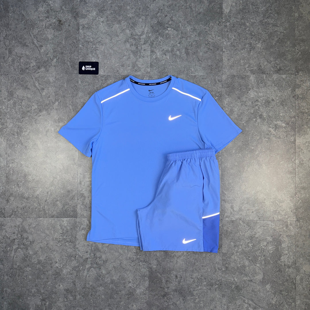 Nike Miler 3.0 T-Shirt Sapphire Blue & Blue Challenger Shorts Set, nike set, dripuniqueuk
