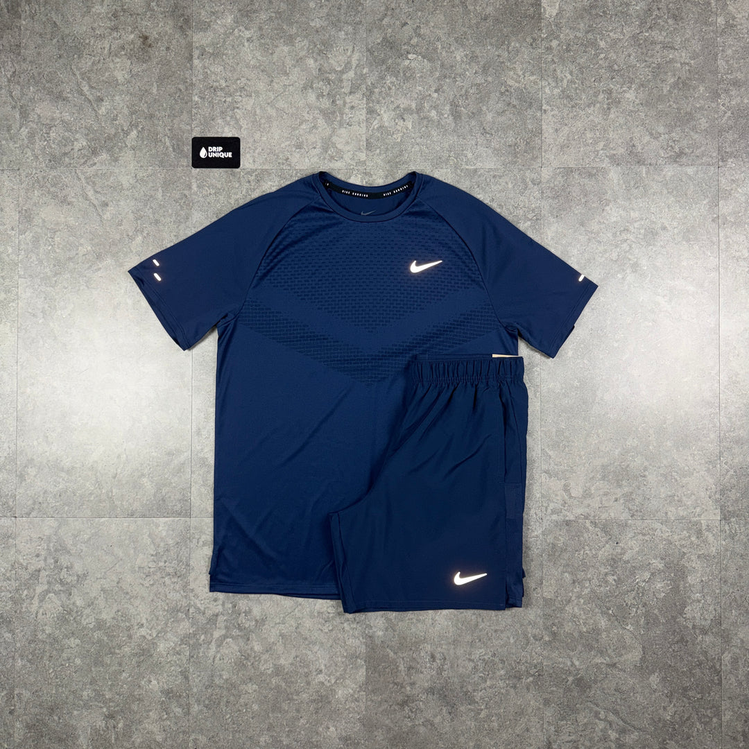 Nike Miler ADV T-Shirt Midnight Navy & Navy Challenger Shorts Set, nike set, dripuniqueuk