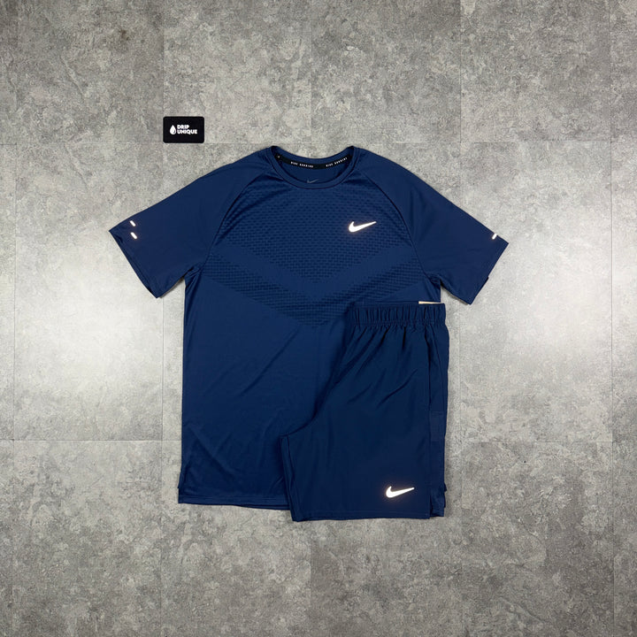 Nike Miler ADV T-Shirt Midnight Navy & Navy Challenger Shorts Set, nike set, dripuniqueuk