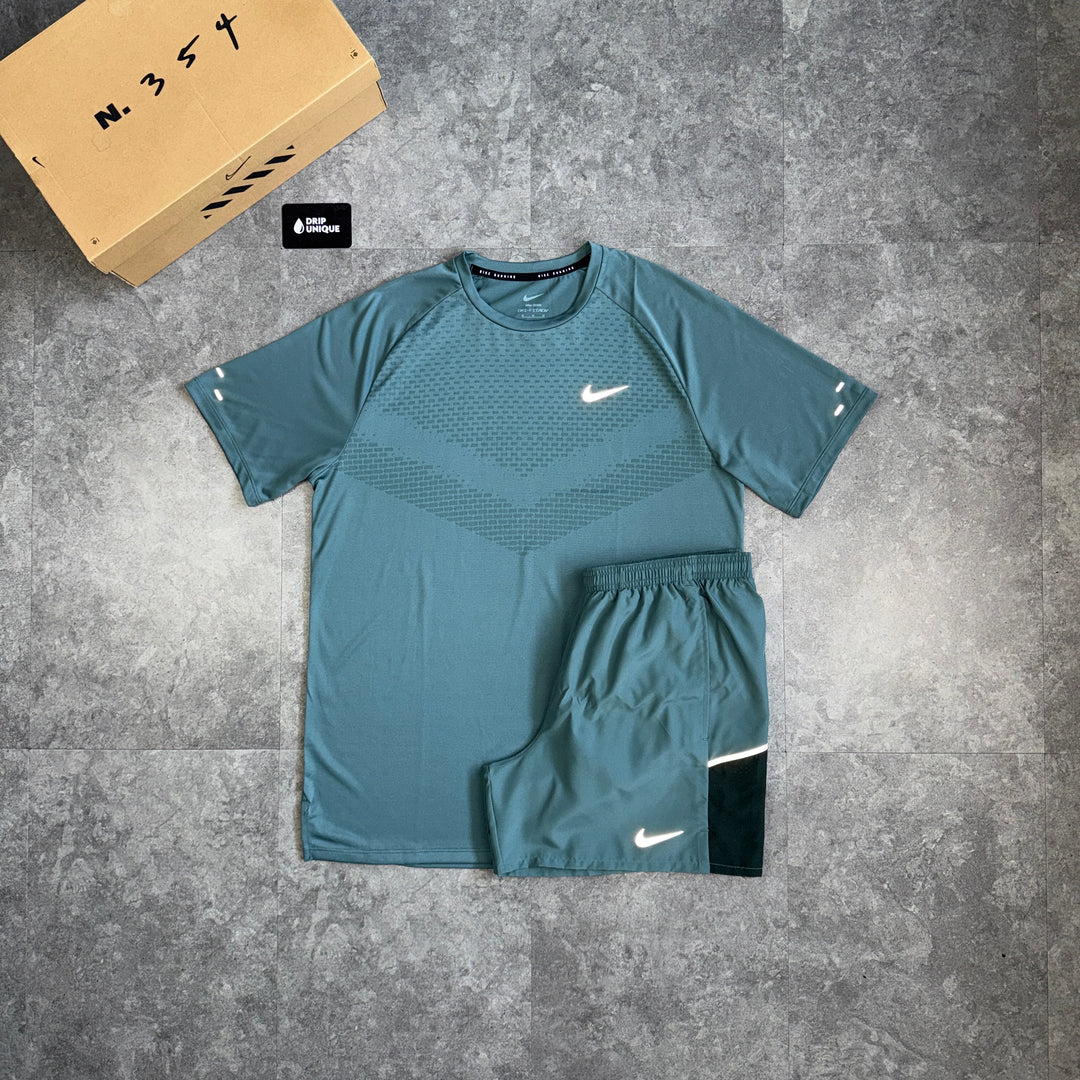 Nike Miler ADV T-Shirt Mineral Slate & Mineral Slate Challenger Shorts Set, nike adv set, dripuniqueuk