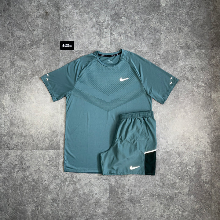 Nike Miler ADV T-Shirt Mineral Slate & Mineral Slate Challenger Shorts Set, nike set, dripuniqueuk