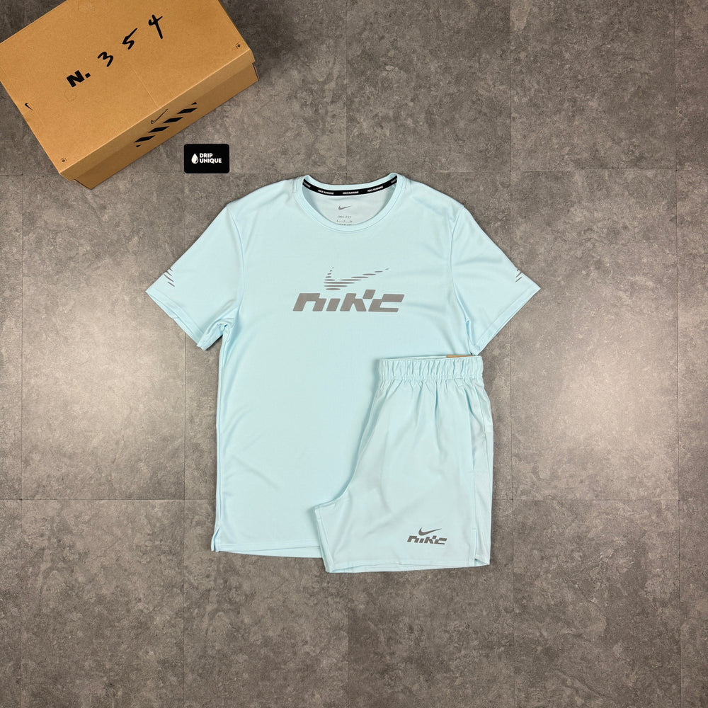 Nike Miler Flash T-Shirt Armoury Blue & Armoury Blue Flash Challenger Shorts Set, nike miler set, dripuniquuek