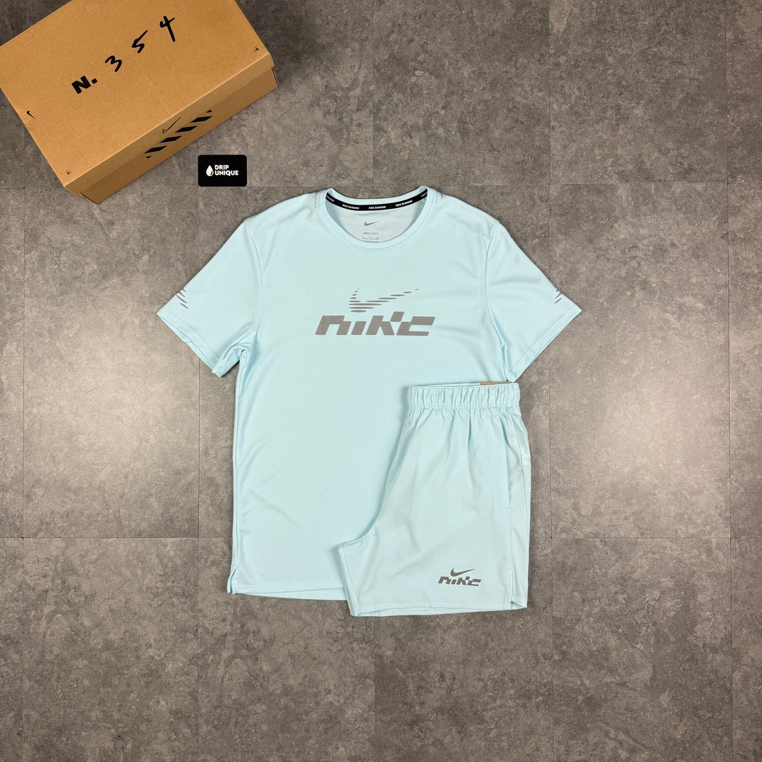 Nike Miler Flash T-Shirt Armoury Blue & Armoury Blue Flash Challenger Shorts Set, nike miler set, dripuniquuek