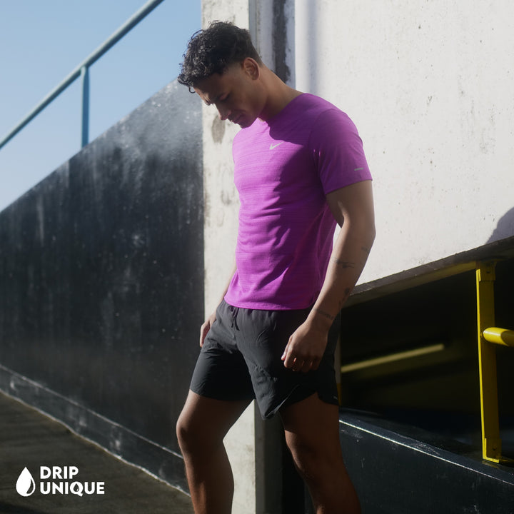 Nike Miler T-Shirt 2.0 Purple & Black Flex Stride Shorts Set, Nike Miler Set, dripuniqueuk
