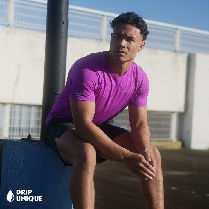 Nike Miler T-Shirt 2.0 Purple & Black Flex Stride Shorts Set, Nike Sets dripuniqueuk