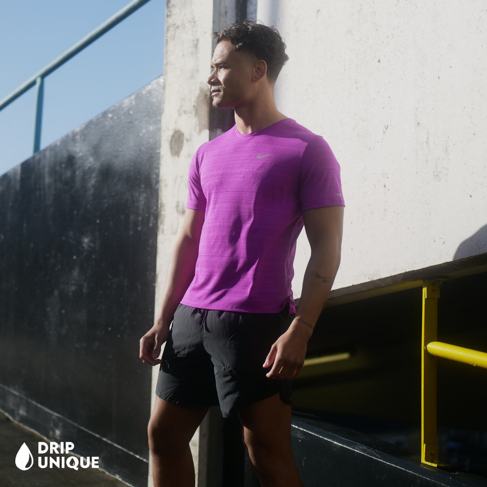 Nike Miler T-Shirt 2.0 Purple & Black Flex Stride Shorts Set, Nike Sets for men, dripuniqueuk
