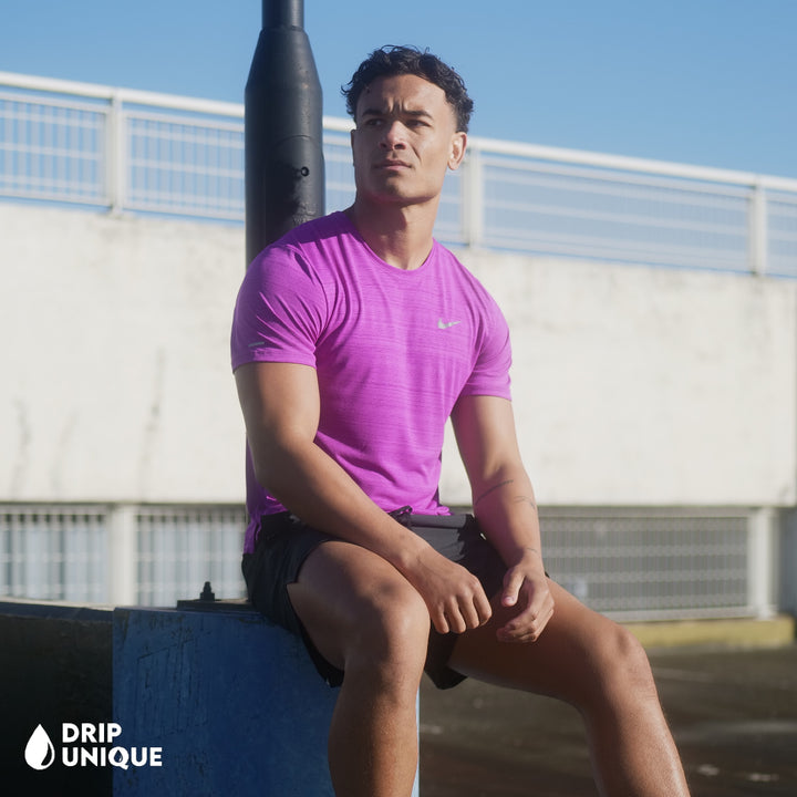 Nike Miler T-Shirt 2.0 Purple & Black Flex Stride Shorts Set, Nike Sets for men, dripuniqueuk 