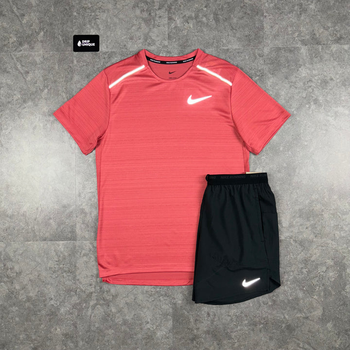 Nike Miler T-Shirt Adobe & Black Flex Stride Shorts Set, Nike Miler Set, dripuniqueuk