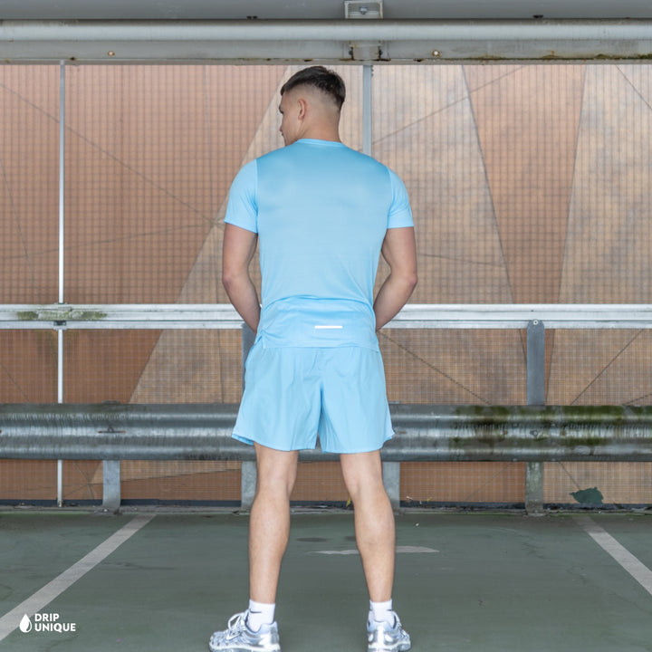 Nike Miler T-Shirt Aquarius Blue & Aquarius Blue Challenger Shorts Set, nike miller set, dripuniqueuk