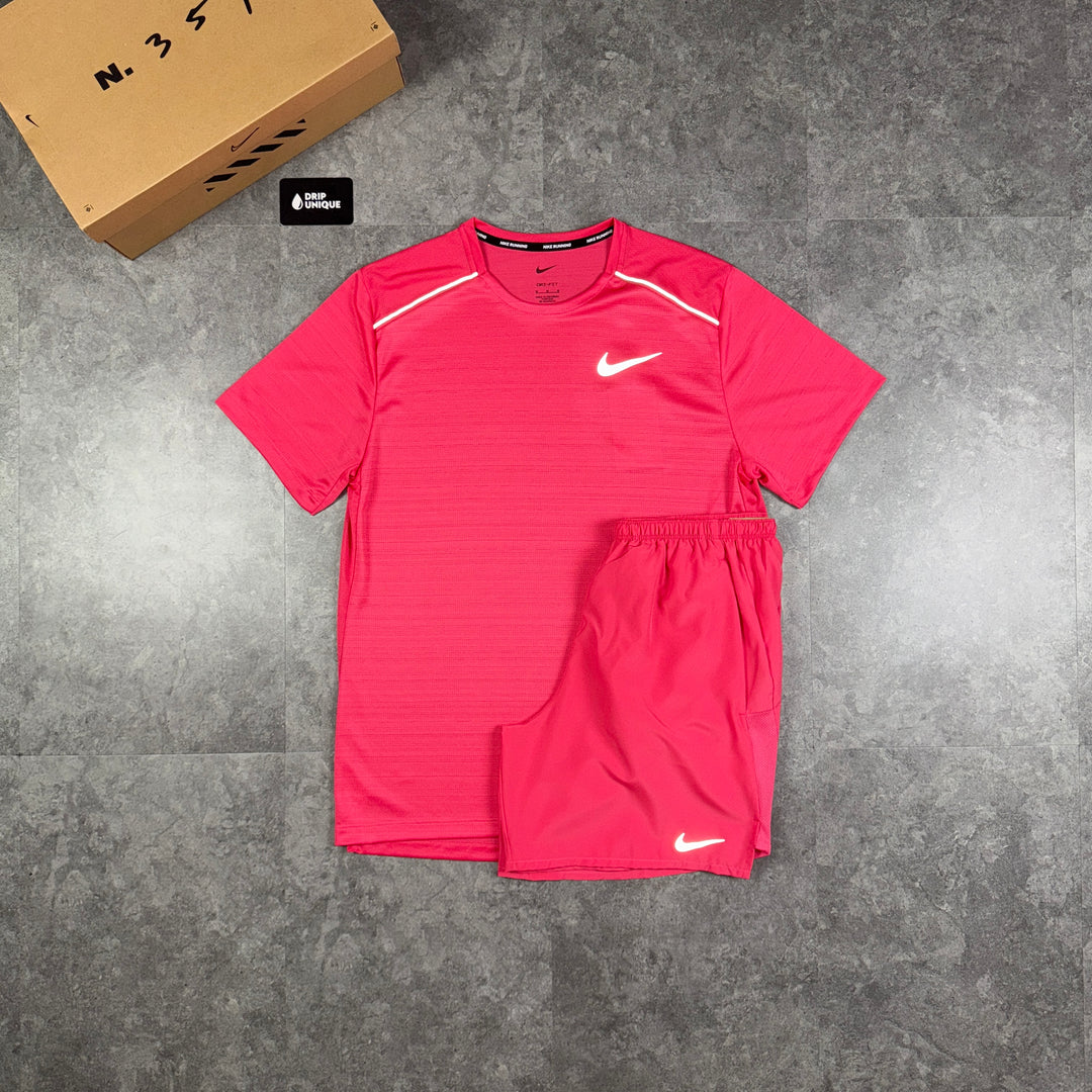 Nike Miler T-Shirt Aster Pink & Aster Pink Challenger Shorts Set, Nike Sets, dripuniqueuk