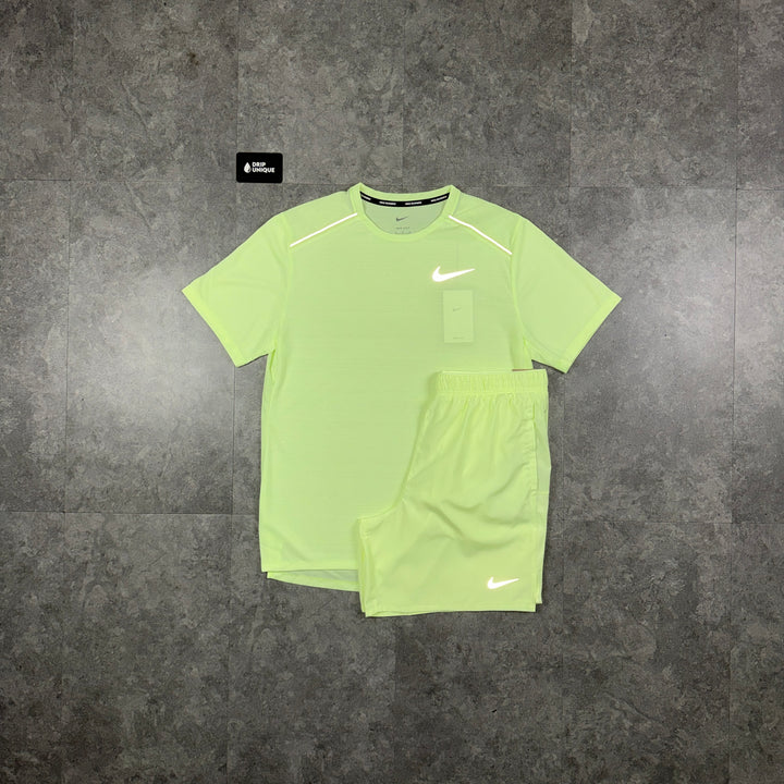 Nike Miler T-Shirt Barely Volt & Volt Challenger Shorts Set, nike miler set, dripuniqueuk