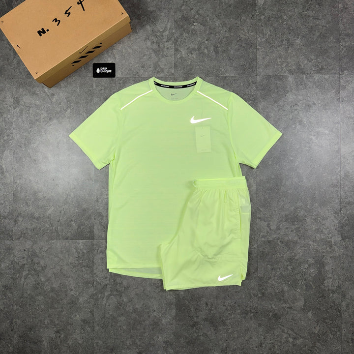 Nike Miler T-Shirt Barely Volt & Volt Flex Stride Shorts Set, nike miler set, dripuniqueuk