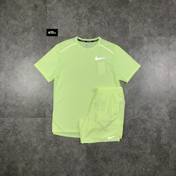 Nike Miler T-Shirt Barely Volt & Volt Flex Stride Shorts Set, nike set, dripuniqueuk
