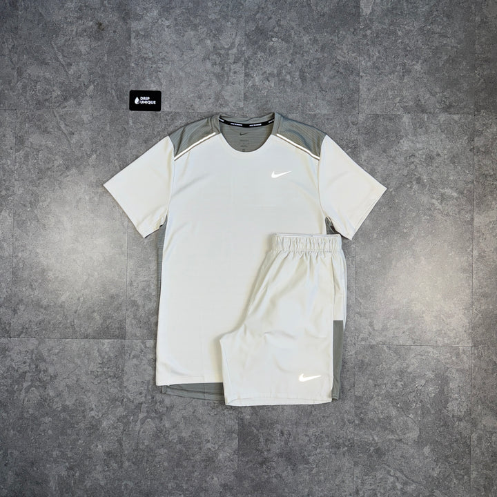 Nike Miler T-Shirt Beige & Beige Challenger Shorts Set, nike set, dripuniqueuk