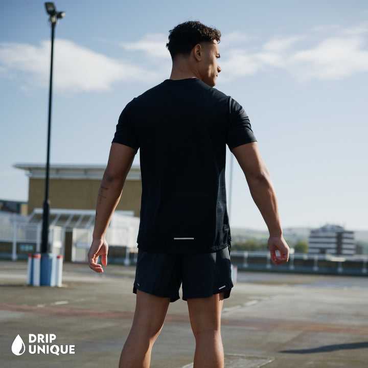 Nike Miler T-Shirt Black & Black Flex Stride Shorts Set, Nike Sets, Nike Miler Set, dripuniqueuk
