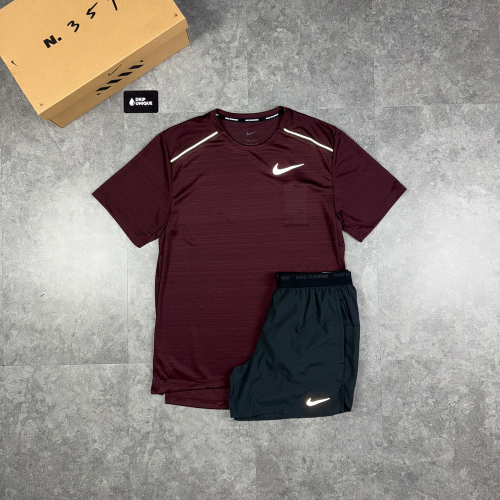 Nike Miler T-Shirt Burgundy Crush, dripuniqueuk