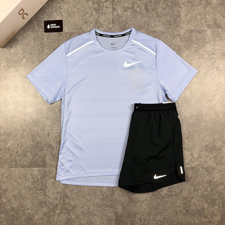 Nike Miler T-Shirt Cobalt Bliss & Black Flex Stride Shorts Set, Nike Shorts Set, Nike Sets, dripuniqueuk