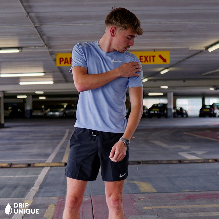 Nike Miler T-Shirt Cobalt Bliss & Black Flex Stride Shorts Set, Set Nike, dripuniqueuk