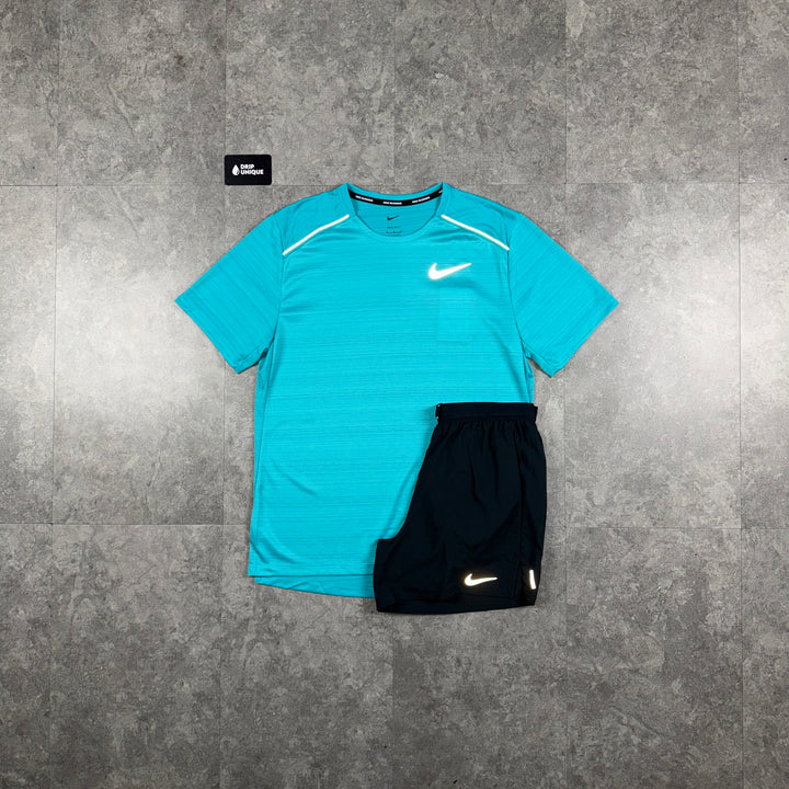 Nike Miler T-Shirt Dusty Cactus & Black Flex Stride Shorts Set, nike miler set, dripuniqueuk
