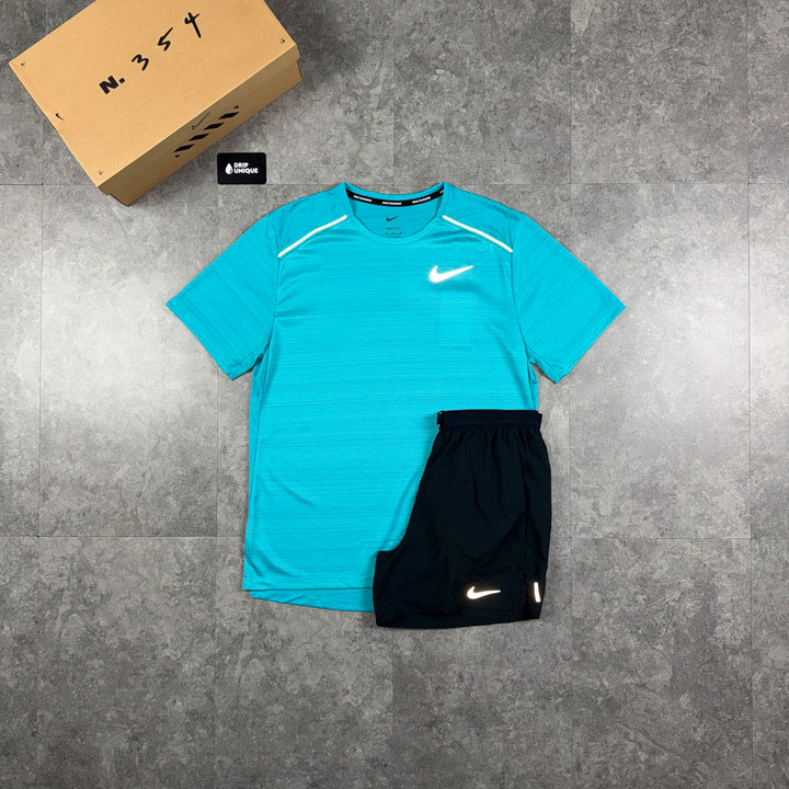 Nike Miler T-Shirt Dusty Cactus & Black Flex Stride Shorts Set, nike set, dripuniqueuk