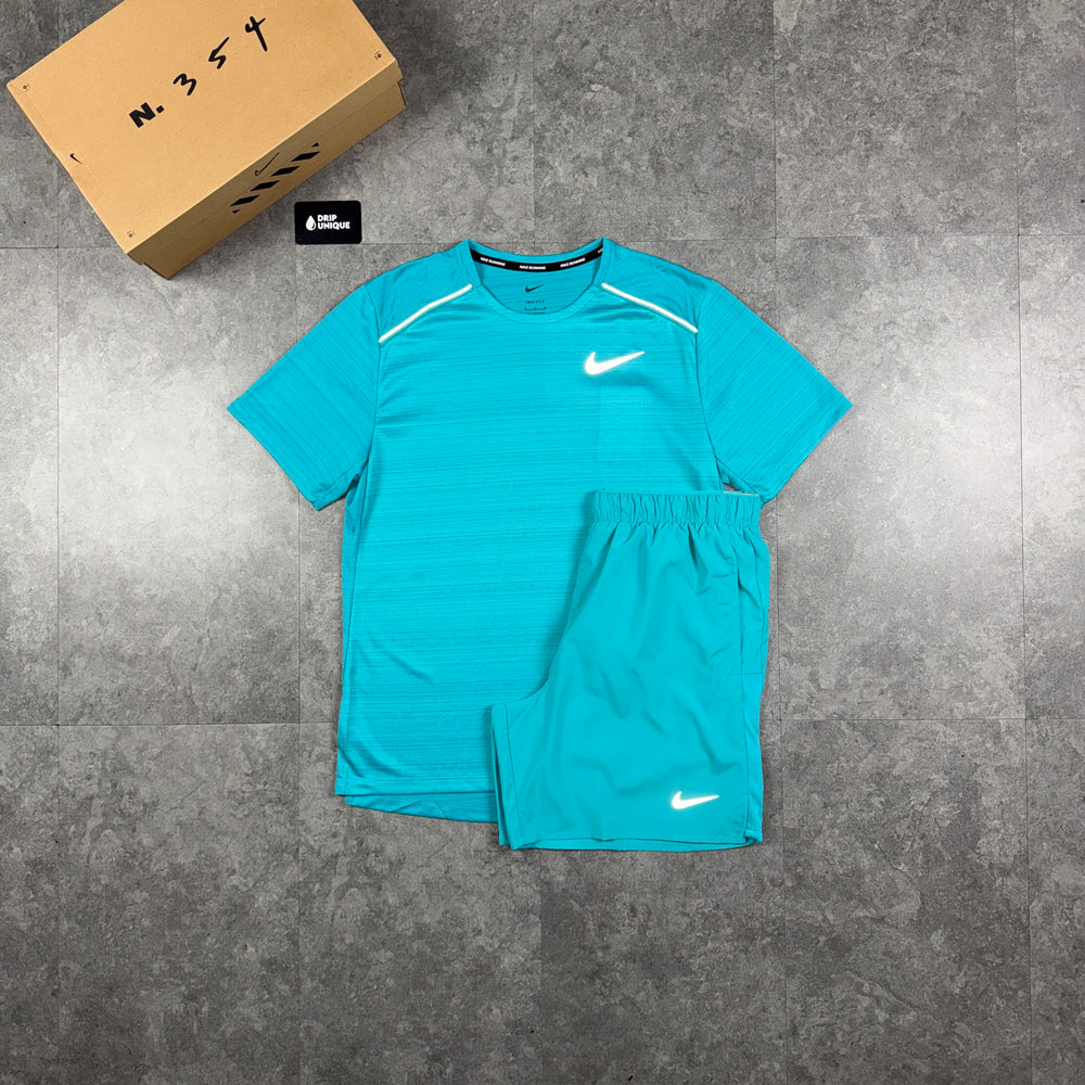 Nike Miler T-Shirt Dusty Cactus & Dusty Cactus Challenger Shorts Set, nike miler set, dripuniqueuk