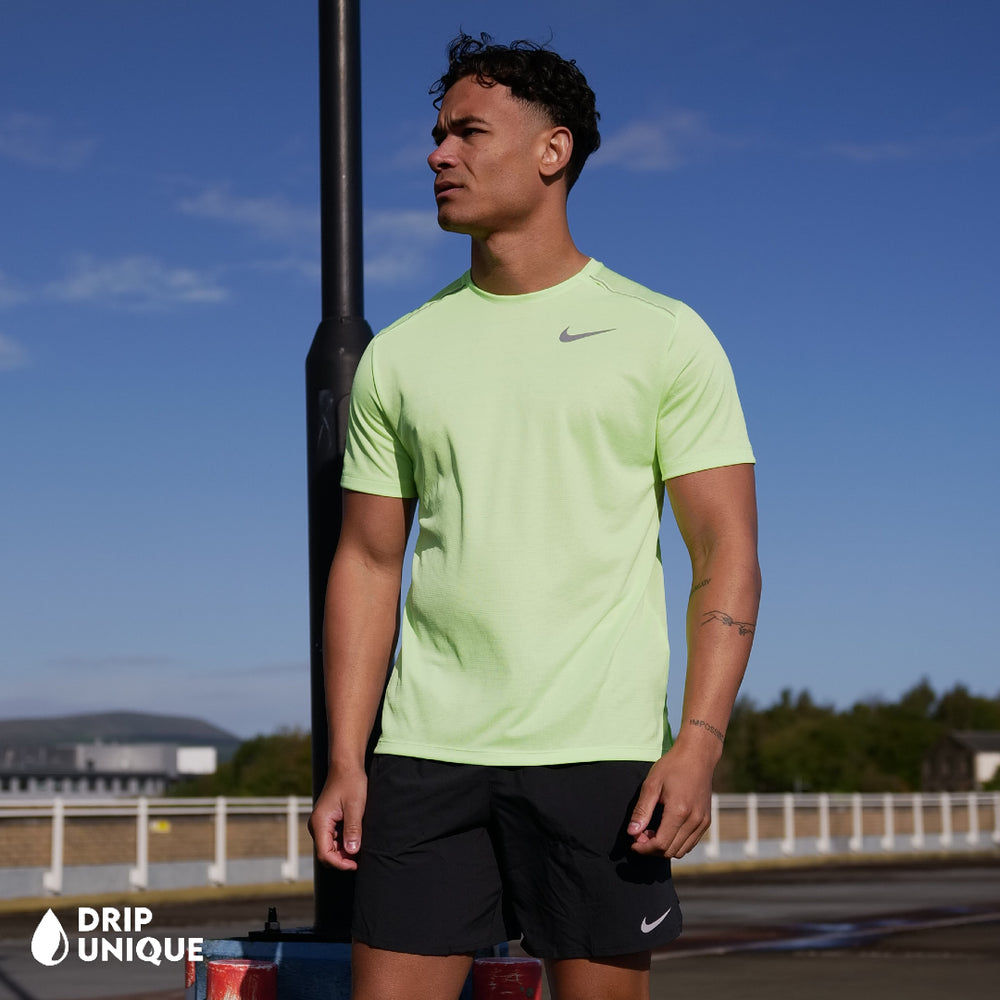 Nike Miler T-Shirt Ghost Green & Black Flex Stride Shorts Set, Nike Miler Set, dripuniqueuk