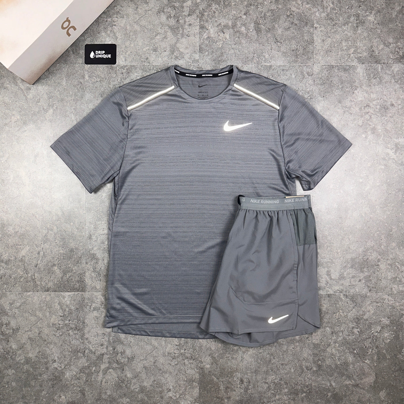 Grey nike tube top and shorts set top