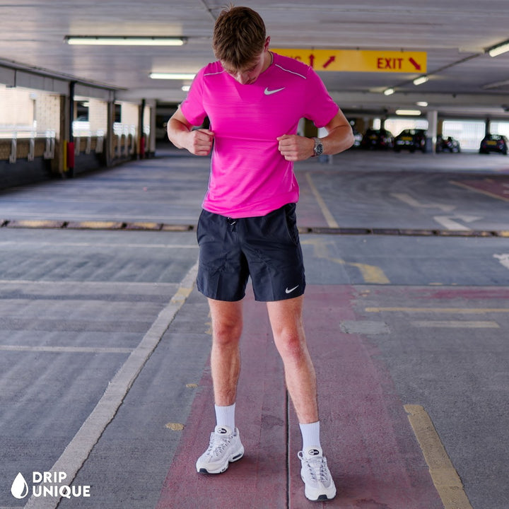 Nike Miler T-Shirt Hot Pink & Black Flex Stride Shorts Set, Nike Miler Set, Nike Sets, dripuniqueuk