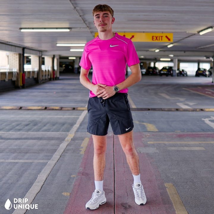 Nike Miler T-Shirt Hot Pink & Black Flex Stride Shorts Set, Nike Miler Set, dripuniqueuk