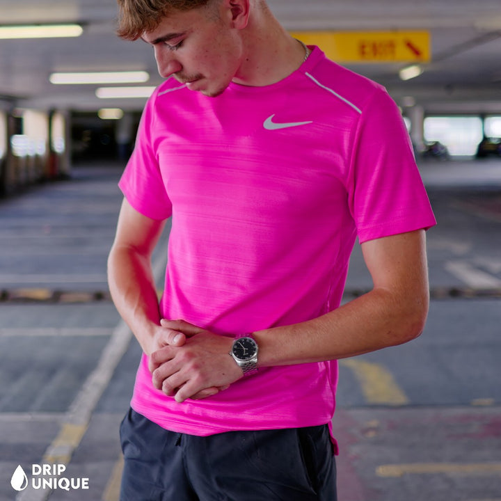 Nike Miler T Shirt Hot Pink Black Flex Stride Shorts Set dripuniqueuk
