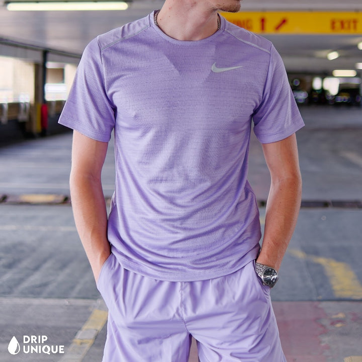 Nike Miler T-Shirt Lavender & Lavender Challenger Shorts Set, Nike Sets, Nike Sets for men, dripuniqueuk