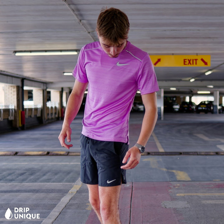 Nike Miler T-Shirt Lilac & Black Flex Stride Shorts Set, Nike sets for men, dripuniqueuk