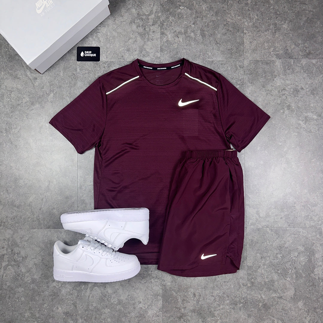 Nike Miler T-Shirt Midnight Maroon Midnight Maroon Challenger