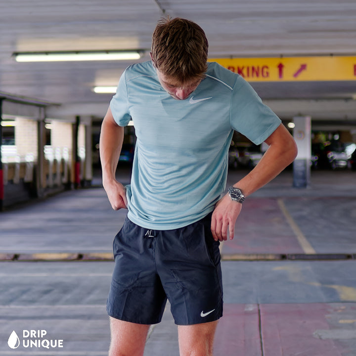 Nike Miler T-Shirt Mineral & Black Flex Stride Shorts Set, Nike Miler Set, dripuniqueuk