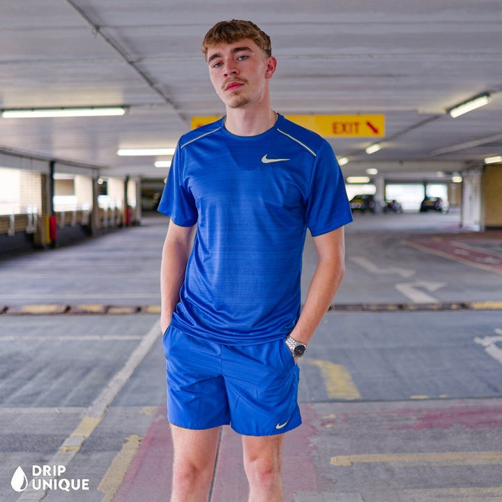 Nike Miler T-Shirt Royal Blue & Royal Blue Challenger Shorts Set, Nike Sets for men, dripuniqueuk