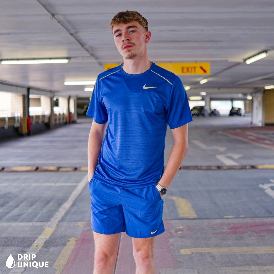 Nike Miler T Shirt Royal Blue Royal Blue Challenger Shorts Set dripuniqueuk