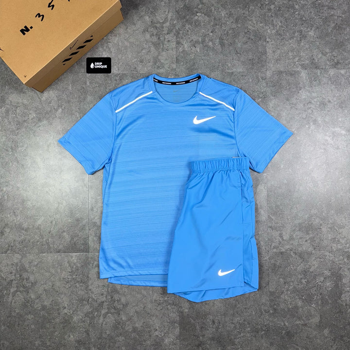 Nike Miler T-Shirt University Blue & University Blue Challenger Shorts Set, Nike Sets, dripuniqueuk