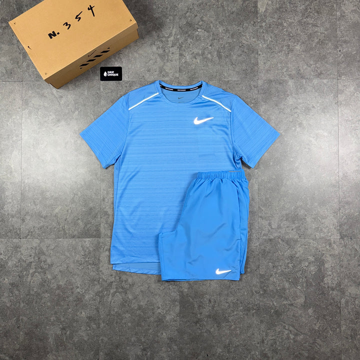 Nike Miler T-Shirt University Blue & University Blue Challenger Shorts Set, nike miler set, dripuniqueuk