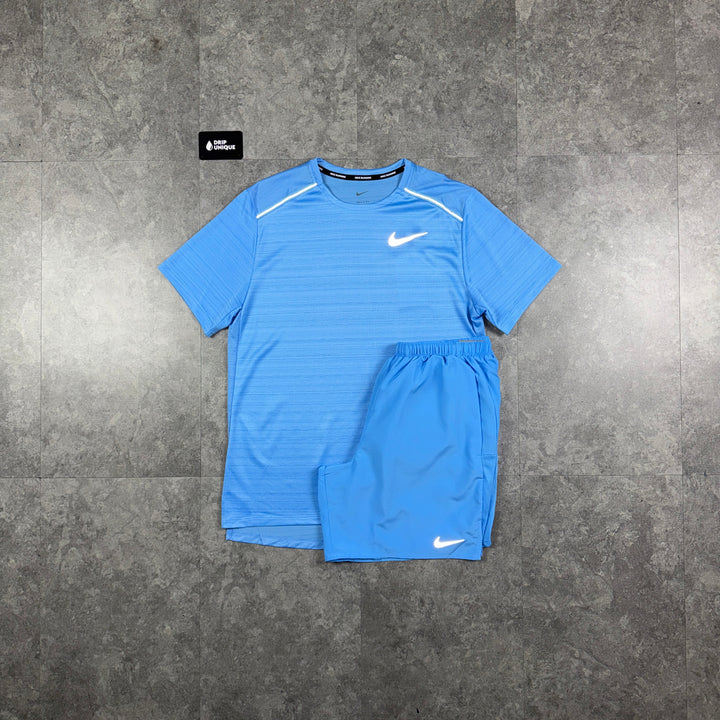Nike Miler T-Shirt University Blue & University Blue Challenger Shorts Set, nike set, dripuniqueuk