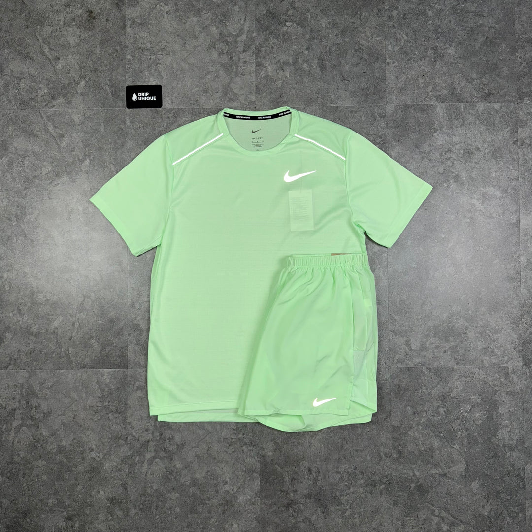Nike Miler T-Shirt Vapour Green & Vapour Green Challenger Shorts Set, Nike Sets, dripuniqueuk