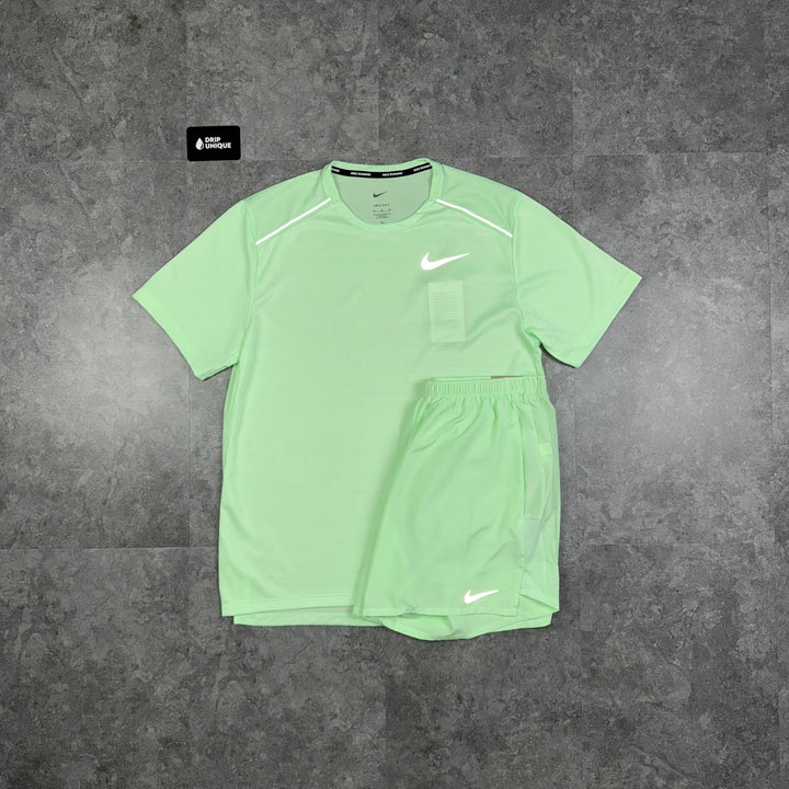 Nike Miler T-Shirt Vapour Green & Vapour Green Challenger Shorts Set, Nike Sets, dripuniqueuk