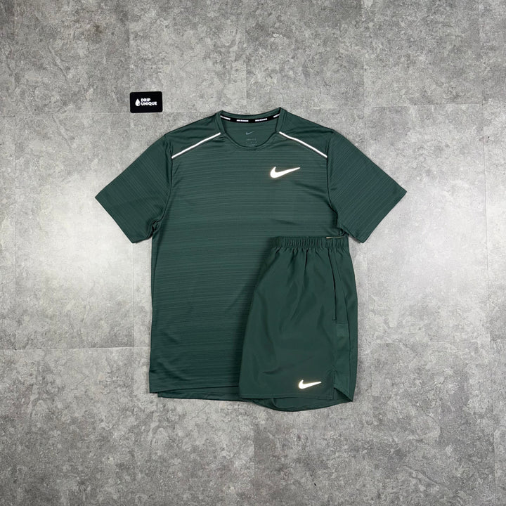 Nike Miler T-Shirt Vintage Green & Vintage Green Challenger Shorts Set, Nike Miler Set, dripuniqueuk